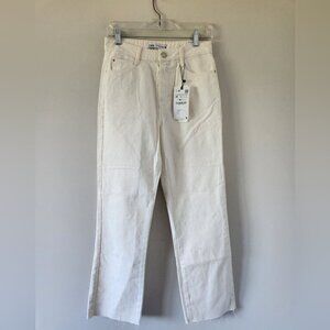 NWT ZARA | Chic Jeans Straight Fit High Rise Rigid Ankle Cream Sz 4